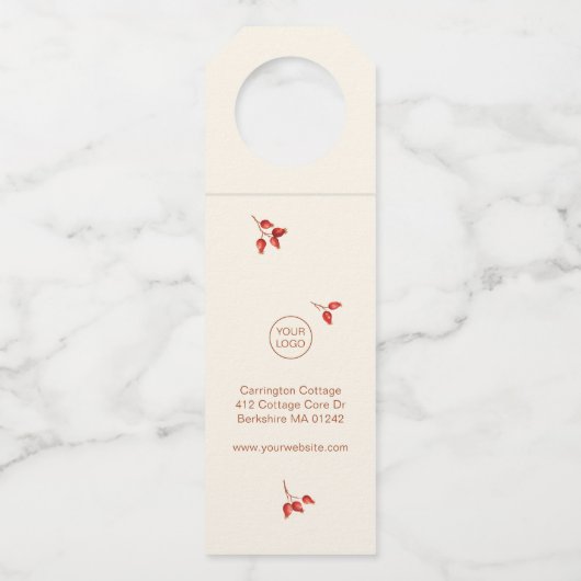 Waterverf Joy Kerstmis Rosehips Wreater Corporate Flessenhanger (Achterkant)