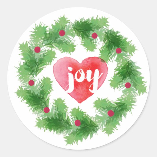 Waterverf Joy Pine krans vakantie Sticker (Voorkant)