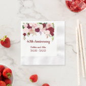 Waterverf Jubileum Flower Drop Roos Bourgogne Servet (Insitu)