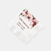 Waterverf Jubileum Flower Drop Roos Bourgogne Servet (Hoek)