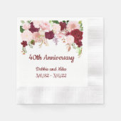 Waterverf Jubileum Flower Drop Roos Bourgogne Servet (Voorkant)