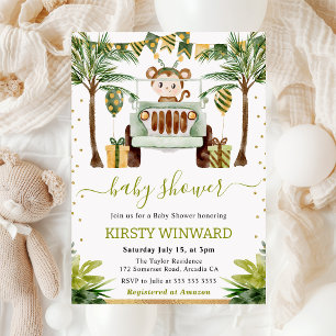 Waterverf Jungle Aap Baby Shower Kaart