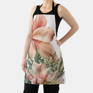 Waterverf Jungle Bloemen Perzik Goud Spatten Schort