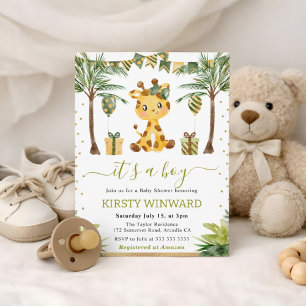 Waterverf Jungle Giraffe Baby Jongen Shower Kaart