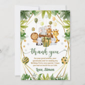 Waterverf Jungle Safari Dieren Kinderverjaardag Bedankkaart (Voorkant)