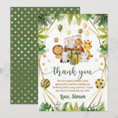 Waterverf Jungle Safari Dieren Kinderverjaardag Bedankkaart (Voorkant / Achterkant)