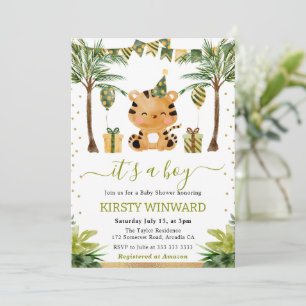 Waterverf Jungle Tijger Baby Jongen Shower Kaart