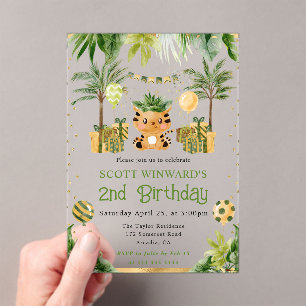 Waterverf Jungle Tijger Kinderverjaardag Acryl Uitnodigingen