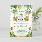 Waterverf Jungle Zebra Babyfeestje Kaart (Staand voorkant)