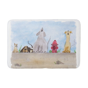 Waterverf Junkyard Dogs Bath Mat