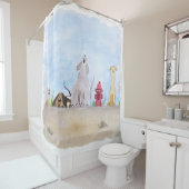 Waterverf Junkyard Dogs Douchegordijn (In situ)