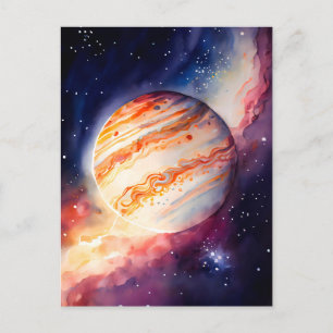 Waterverf Jupiter Art Button Briefkaart