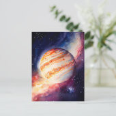 Waterverf Jupiter Art Button Briefkaart (Staand voorkant)