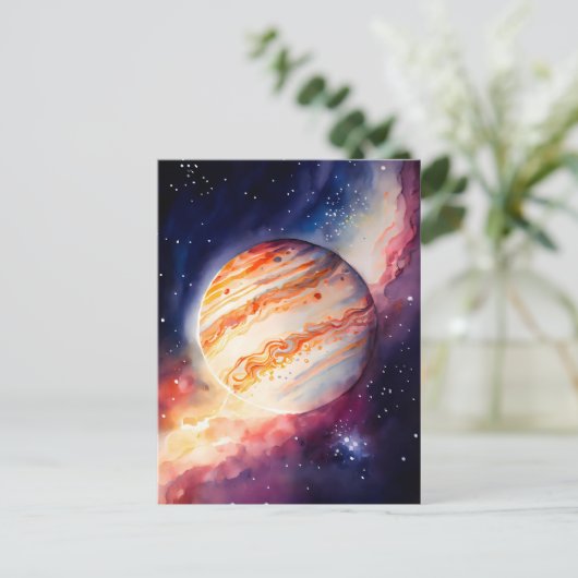Waterverf Jupiter Art Button Briefkaart (Staand voorkant)