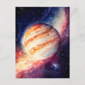 Waterverf Jupiter Art Button Briefkaart (Voorkant)
