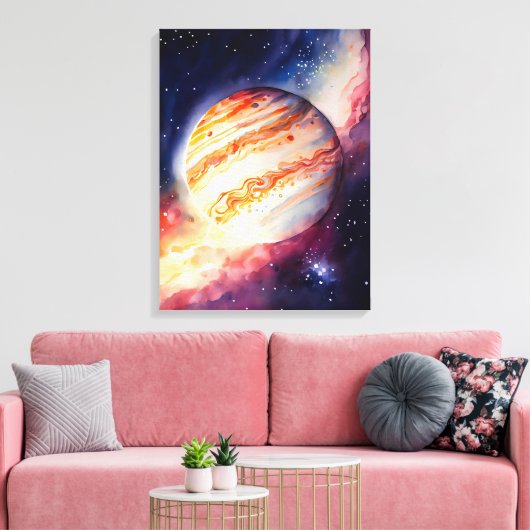 Waterverf Jupiter Art Button Canvas Afdruk (Insitu (Woonkamer))