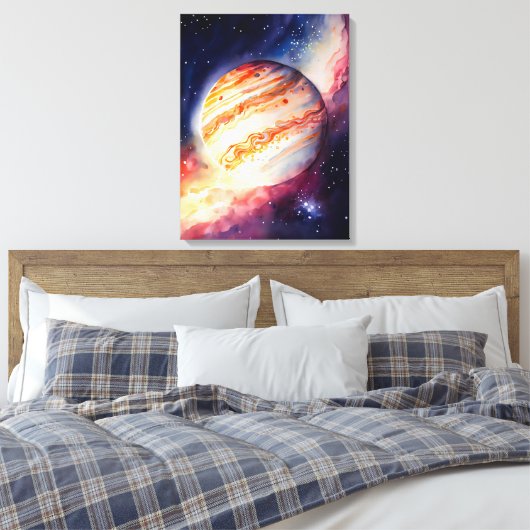 Waterverf Jupiter Art Button Canvas Afdruk (Insitu (Slaapkamer))