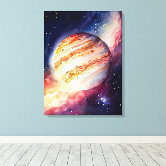 Waterverf Jupiter Art Button Canvas Afdruk (Insitu (Houten vloer))