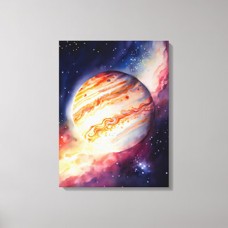 Waterverf Jupiter Art Button Canvas Afdruk