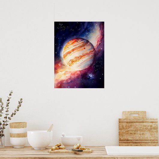 Waterverf Jupiter Art Button Poster (Keuken)