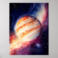 Waterverf Jupiter Art Button