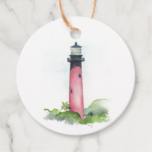 Waterverf Jupiter - vuurtoren Bedankjes Labels (Voorkant)