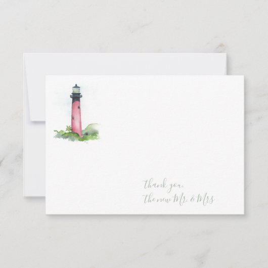 Waterverf Jupiter vuurtoren Dank u wel Notitiekaartje (Voorkant)