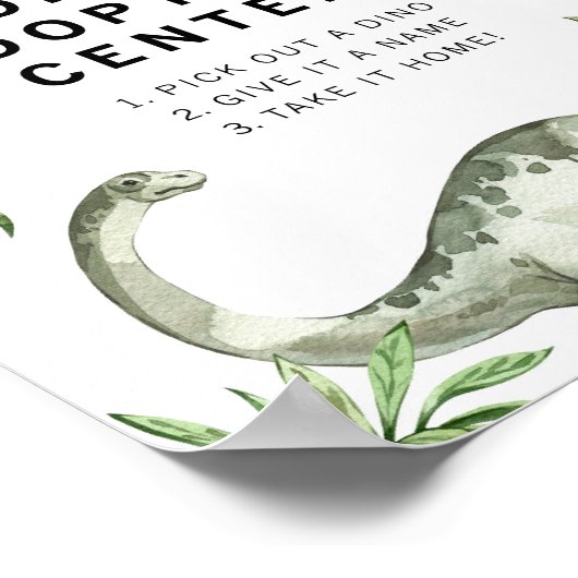 Waterverf Jurassic Dinosaur Adoptie Teken Poster (Hoek)
