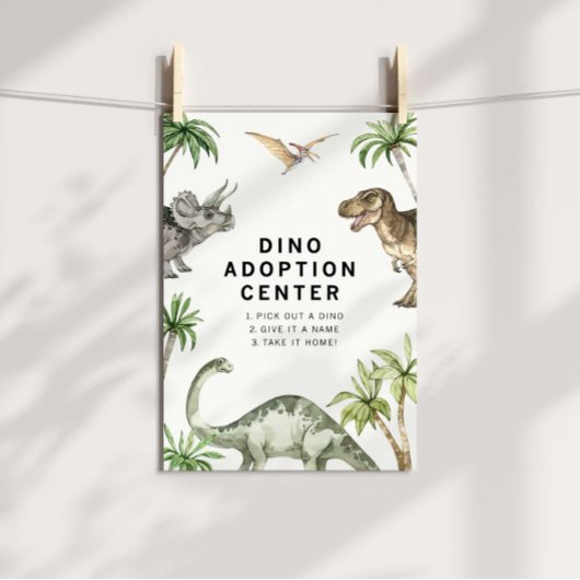 Waterverf Jurassic Dinosaur Adoptie Teken Poster