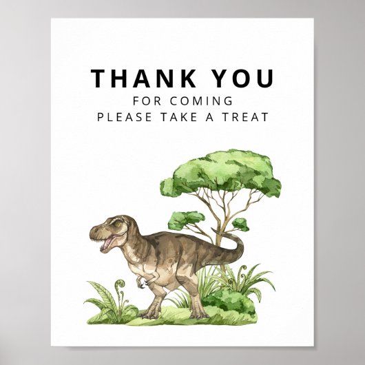 Waterverf Jurassic Dinosaur Dank u Teken Poster (Voorkant)