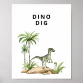Waterverf Jurassic Dinosaur Dino Dig Sign Poster (Voorkant)