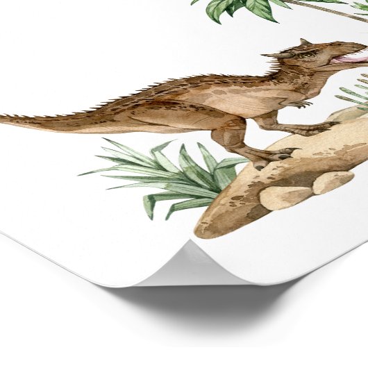 Waterverf Jurassic Dinosaur Gift Tafelteken Poster (Hoek)