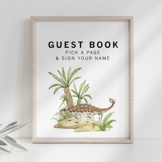 Waterverf Jurassic Dinosaur Guestbook Sign Poster