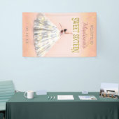 Waterverf Jurk Blush Roze Goud Sweet 16 Verjaardag Spandoek (Beurs)