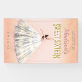 Waterverf Jurk Blush Roze Goud Sweet 16 Verjaardag Spandoek (Horizontaal)