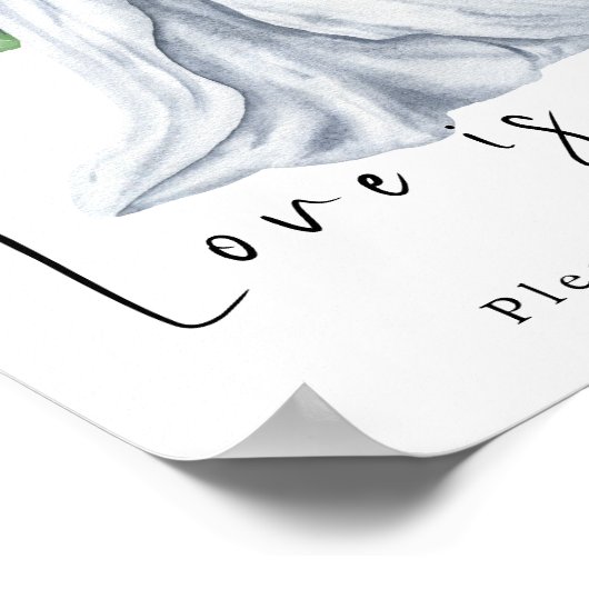 Waterverf jurk met bloemen - liefde is zoet poster (Hoek)