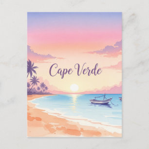 Waterverf Kaapverdische zonsondergang Briefkaart