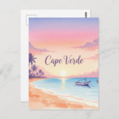 Waterverf Kaapverdische zonsondergang Briefkaart (Voorkant / Achterkant)
