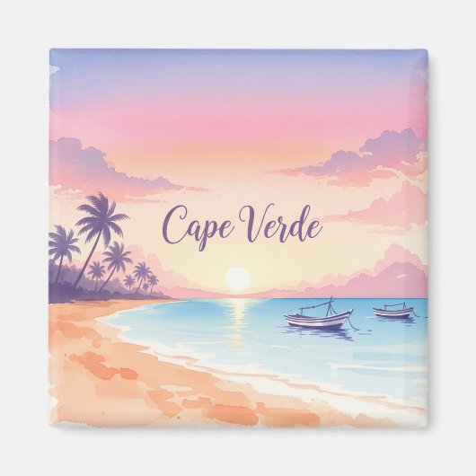 Waterverf Kaapverdische zonsondergang Magneet (Voorkant)