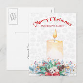 Waterverf Kaars en kerstdecoratie Feestdagenkaart (Voorkant / Achterkant)