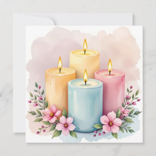 Waterverf Kaars Ontwerp  Kaart (Voorkant)