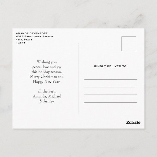 Waterverf Kaarsen en Poinsettia Kerst Briefkaart (Achterkant)