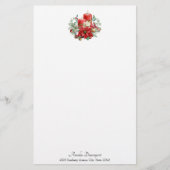 Waterverf Kaarsen en Poinsettia Kerst Briefpapier (Voorkant)