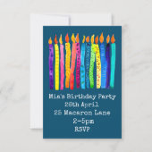 Waterverf kaarsen verjaardagsuitnodiging meisje kaart (Voorkant)