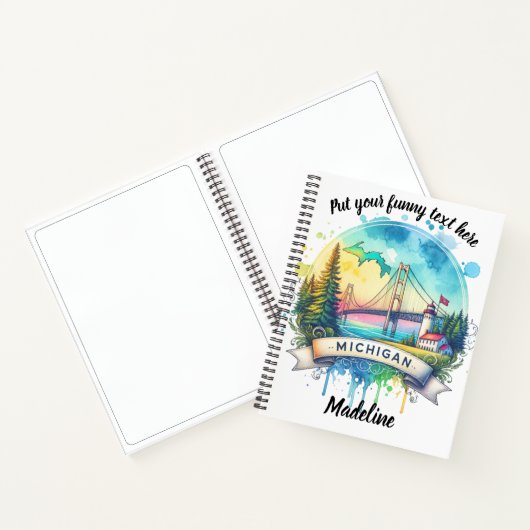 Waterverf kaart gericht op Michigan Notitieboek (Binnen)