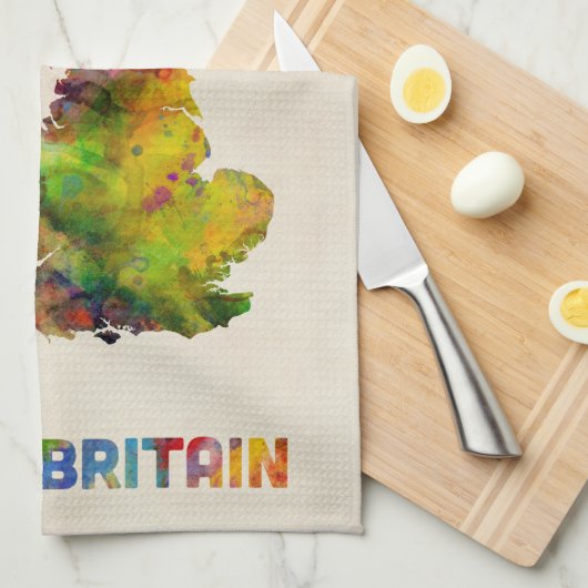 Waterverf kaart Groot-Brittannië Theedoek (Quarter Fold)