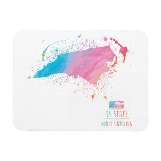 Waterverf-kaart | North Carolina Magneet (Horizontaal)