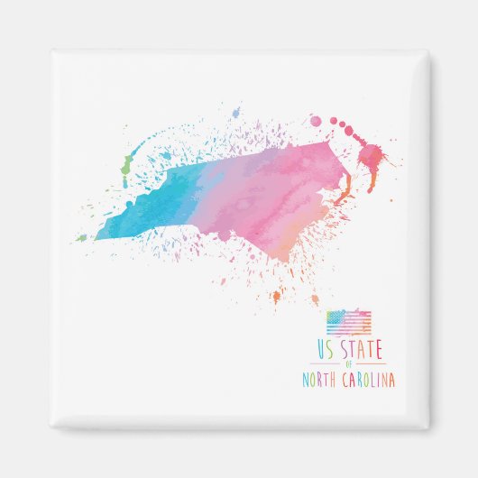 Waterverf-kaart | North Carolina Magneet (Voorkant)