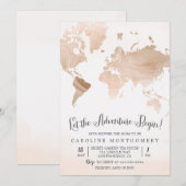 Waterverf Kaart Reizen Baby shower Uitnodiging (Voorkant / Achterkant)