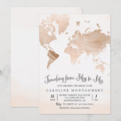 Waterverf Kaart Reizen Bridal Shower Invitation (Voorkant / Achterkant)